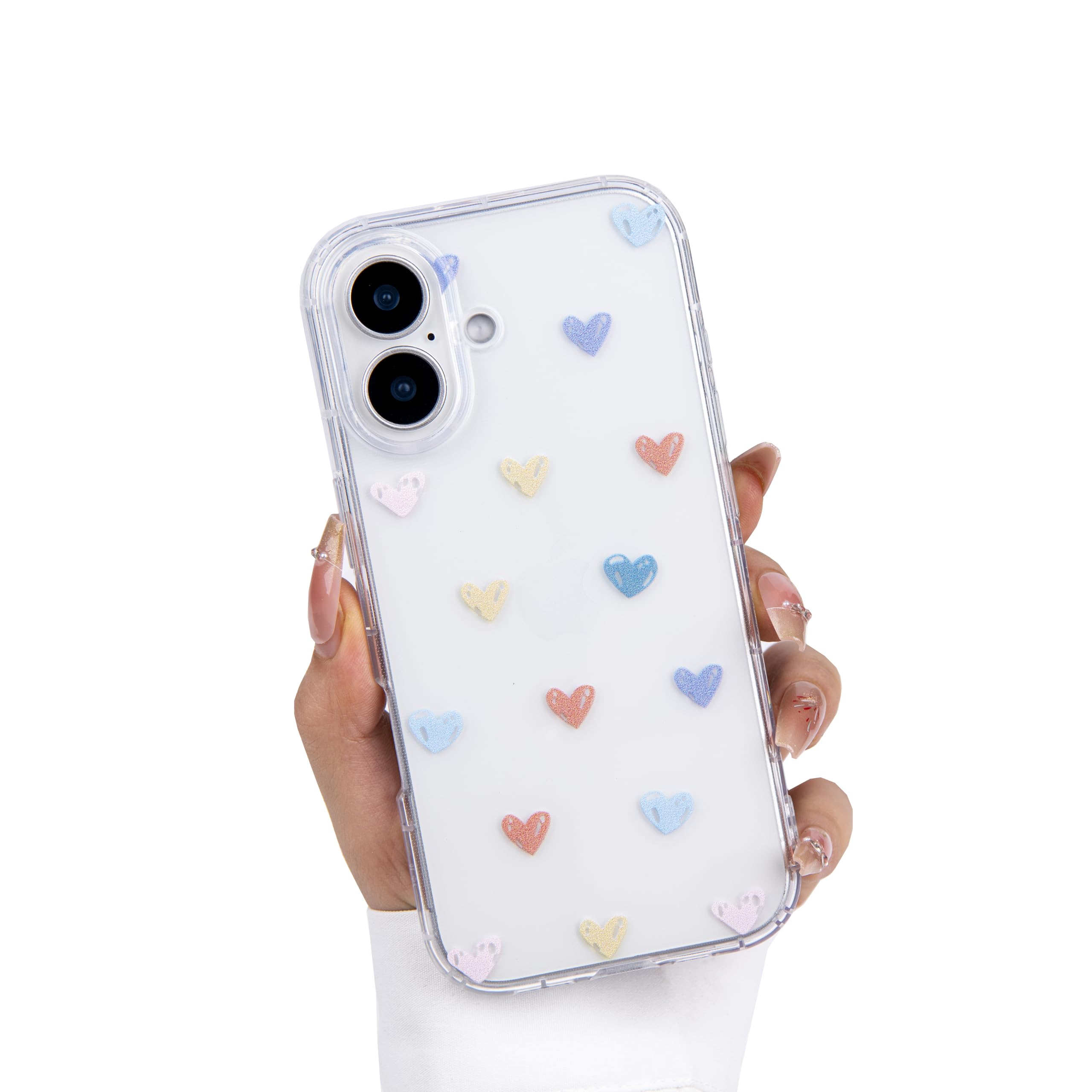 Einaily Hülle für iPhone 17 Case Crystal Clear Handyhülle Mode Chic Herz Muster Ultra Dünn Transparent Klare TPU Silikon Bumper Stoßfest Kratzfest Schutzhülle für iPhone 17 Slim Case Cover