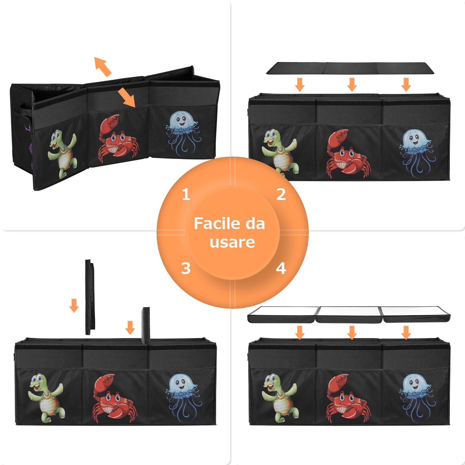 YOHOOLYO Porta Giochi Bambini 123L Pieghevole Contenitore con Coperchio 94x41x32 cm