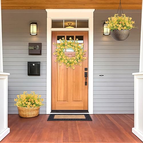 Miniatura 3 de MACTING 6 paquetes de flores artificiales, resistentes a los rayos UV, plantas arbustivas sintéticas, flores de plástico para decoración de