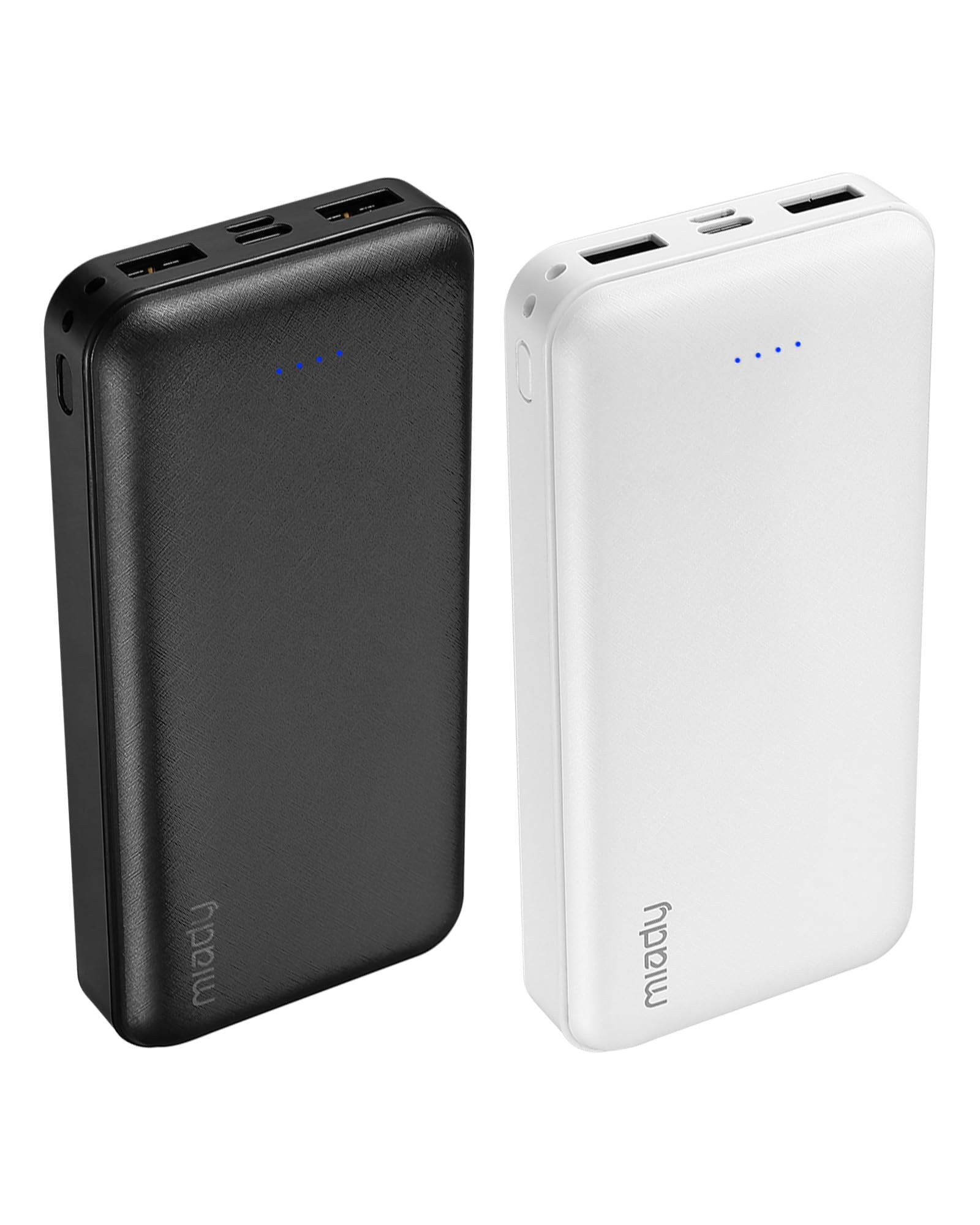 Miady 2-Pack Portable Charger PD 22.5W Power Bank 20000mAh Battery Pack | 74Wh丨Fast Charging丨3 Outputs 2 Inputs丨High Capacity丨Compatible with iPhone 17 iPad Android etc丨for Travel Camping丨Black+White
