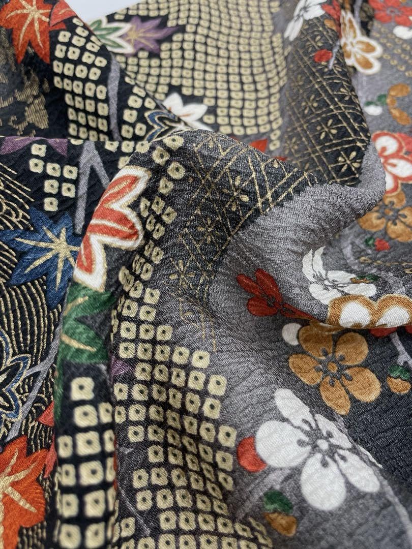 小紋 金彩 紋意匠 全体柄 正絹 反物