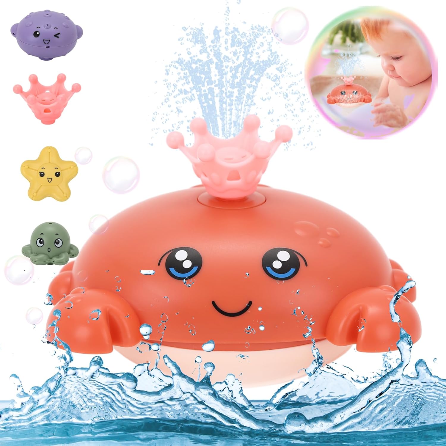 Gukasxi Baby Bath Toys, Spray Swimming Pool Toy with 4 Water Spray