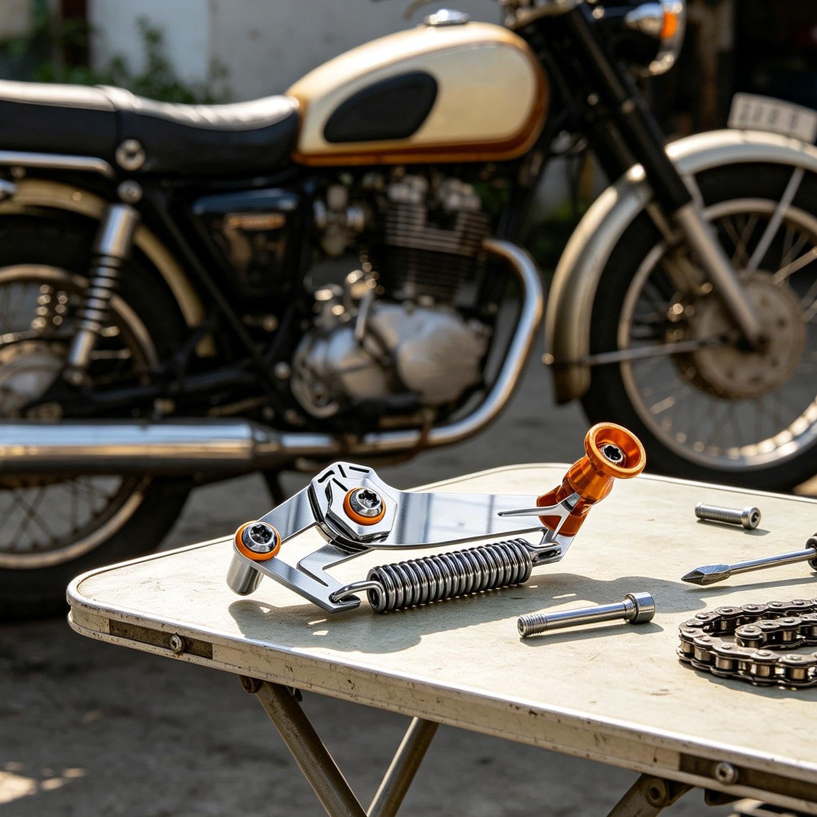 Chain Adjuster Tool, Motorcycle Tensioner Alignment Aid, Heavy Duty Slack Control System, Metal Precision Adjustment Design, Stable Chain Positioning Style, Dirt Bike Atv Road Touring Use
