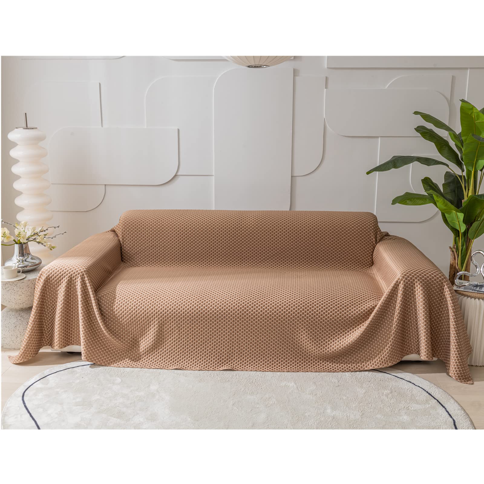 Housse de canapé d'été en tissu marron 185 x 130 cm pour décoration de salon