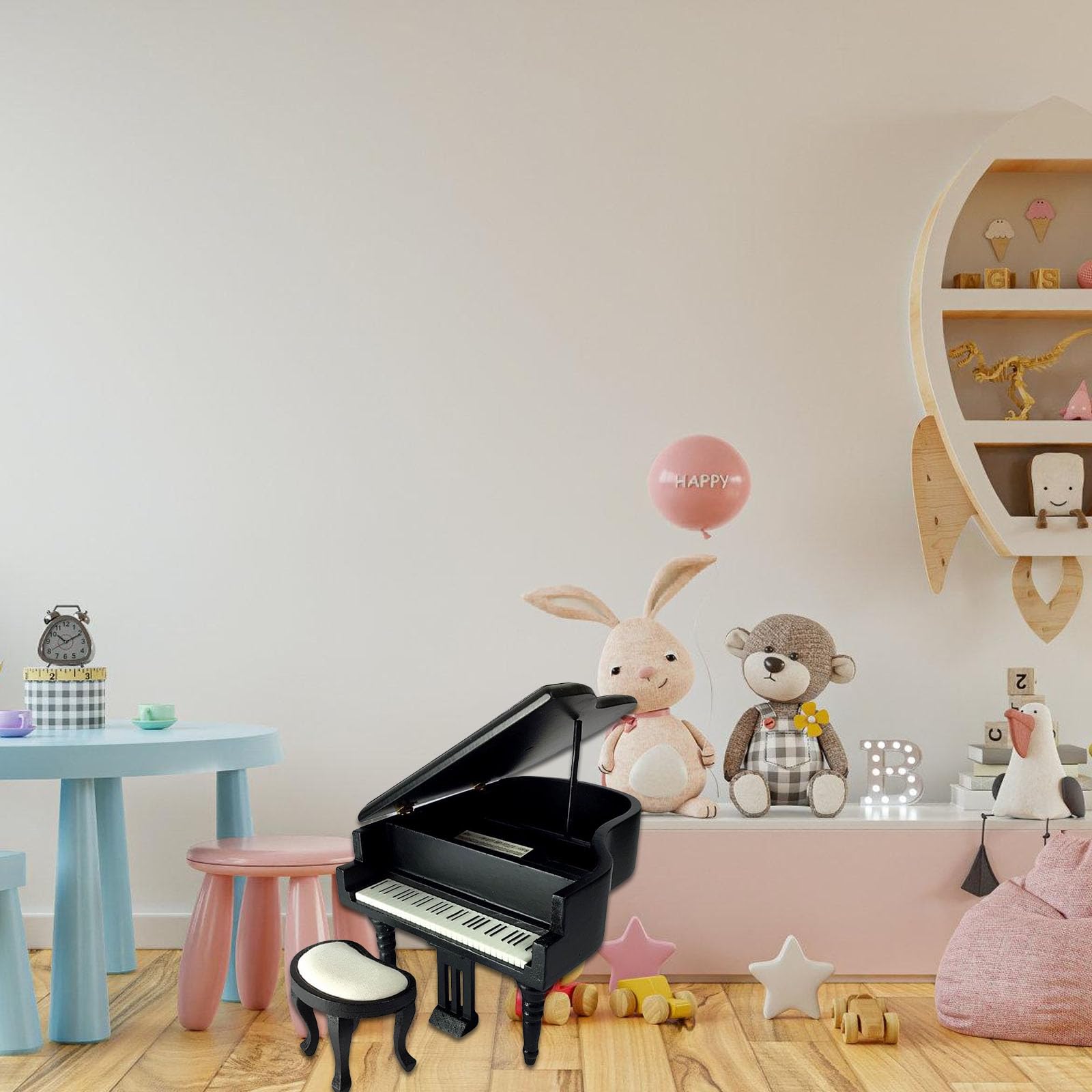 Instrumento de Piano Cómo Hacer Juego Para Niños Muebles De Ruedas Modelo Juguete 1:12 Piano Vintage Jugar Casas de Muñecas Artesanía Creativa
