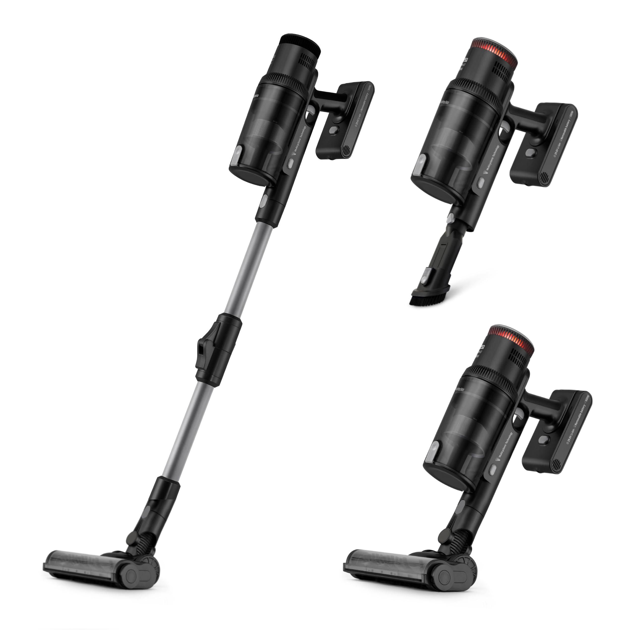 Ufesa U7 Digital Aspiradora Sin Cable Escoba Eléctrica Flex a Batería 29,6V, Pantalla Táctil, 26KPa, 500W, 80 min, Cepillo con Luz, 4 Modalidades, Accesorios para Suelos/Alfombras/Animales/Sofá/Coche