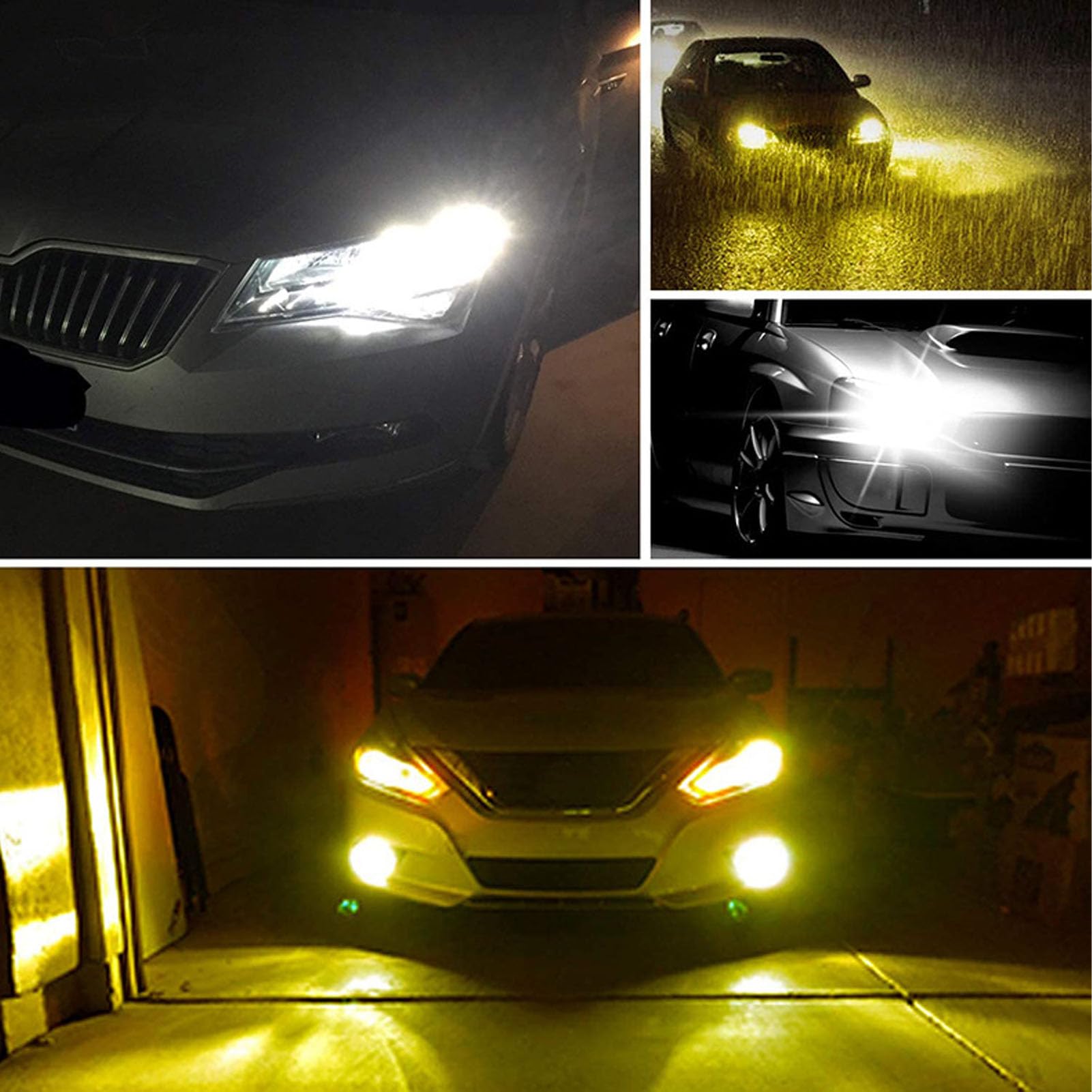 Faro LED a 3 Colori Che Cambiano, Faro LED a 3 Colori più Luminoso Impermeabile con Fascio Abbagliante e Anabbagliante con Alimentatore, DC 12-24V, Lunga Durata 30000 (X7)