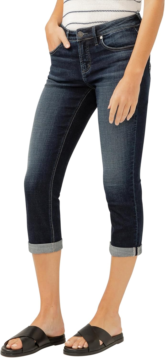 Silver Jeans Co. Women's Elyse Mid Rise Comfort Fit Capri Jeans