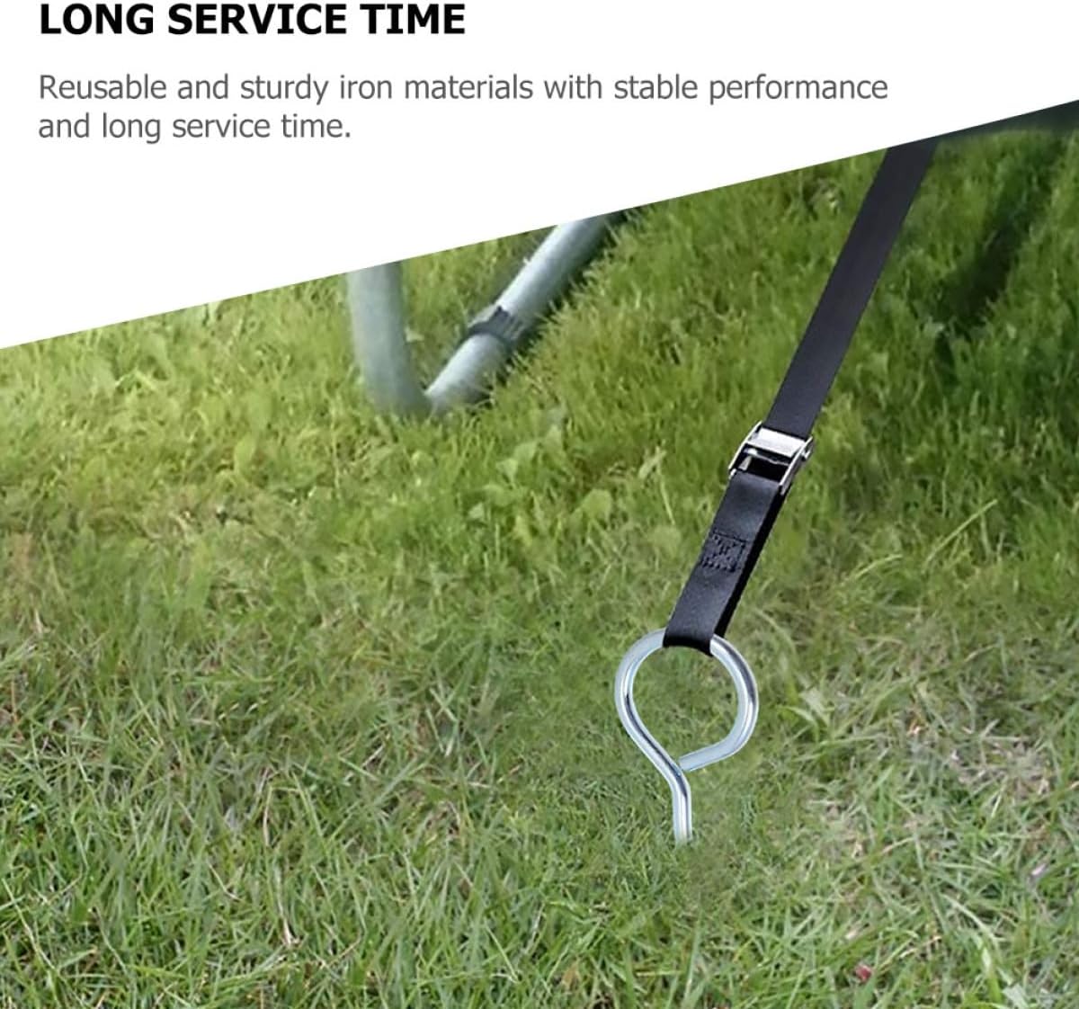 NUOBESTY Heavy-Duty Metal Dog Tie Stake with Handle Thickened Ground Stake for Large Dogs Outdoor Anchor for Pet Tie-Out and Tent Fixing