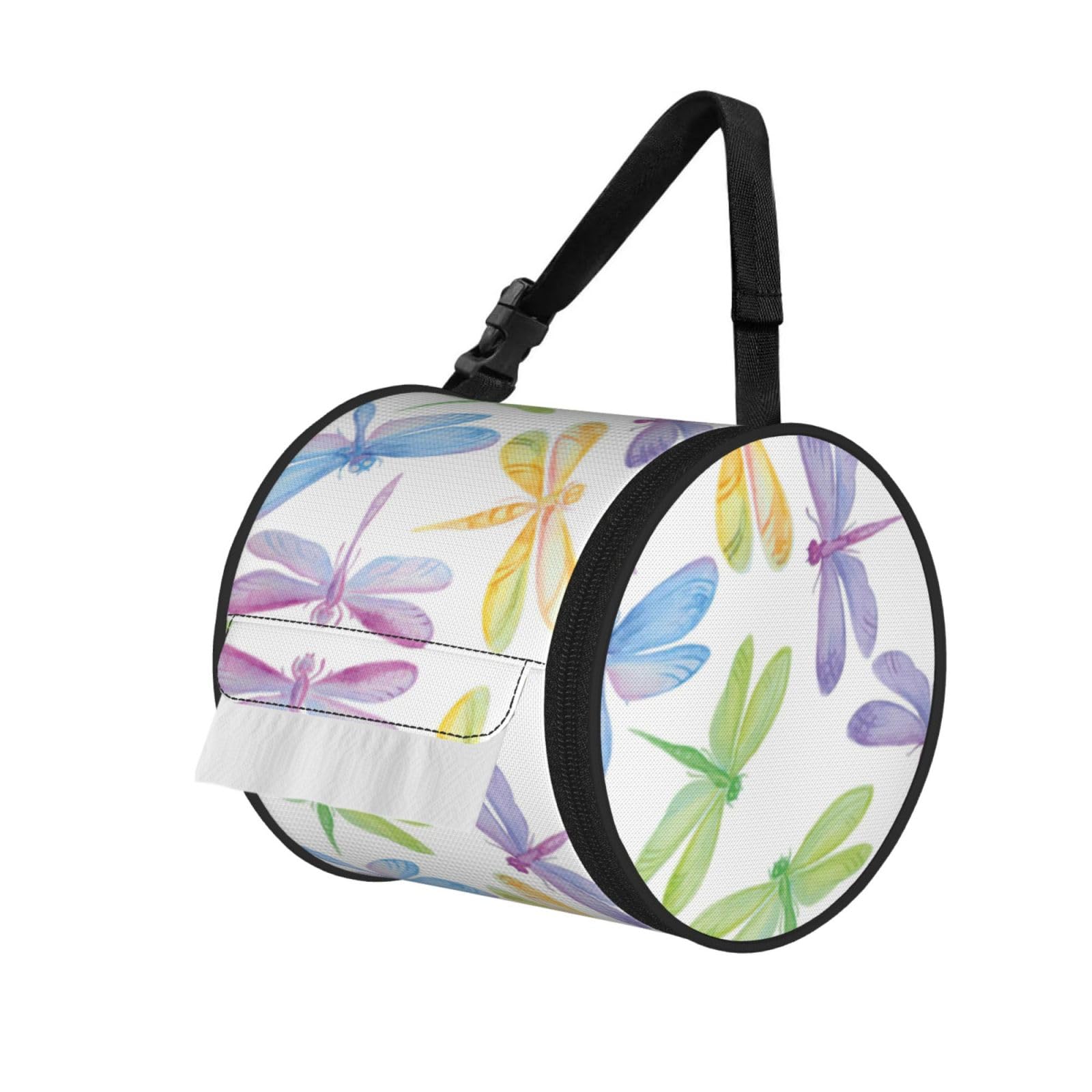 Dragonfly Drawing Print Fashion Tissues Organizer Box, Hanging Tissue Holder For Purse Coins For Car Office Daily Outing