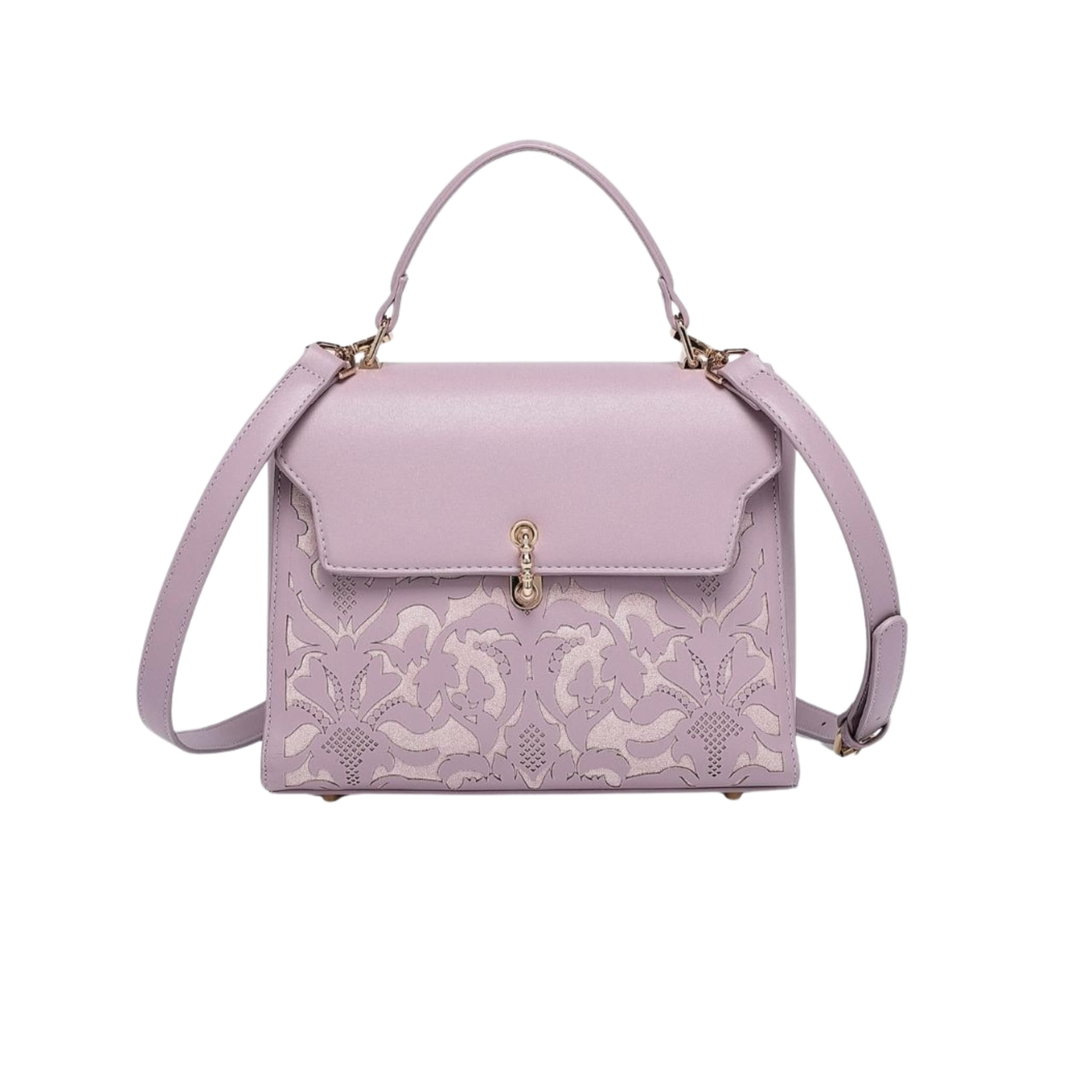 Premium Faux Leather Embossed Floral Handbag for Women with Top Handle & Adjustable Strap-picture-39