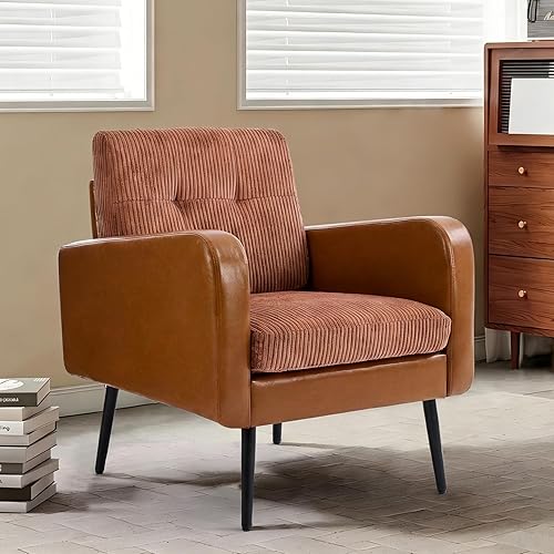 Cómoda silla decorativa para sala de estar, silla de lectura moderna de mediados de siglo, con patas de metal, sillón tapizado para dormitorio,