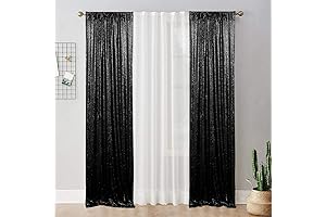Black Glitter Backdrop Curtains - 2FTx8FT Halloween Backdrop