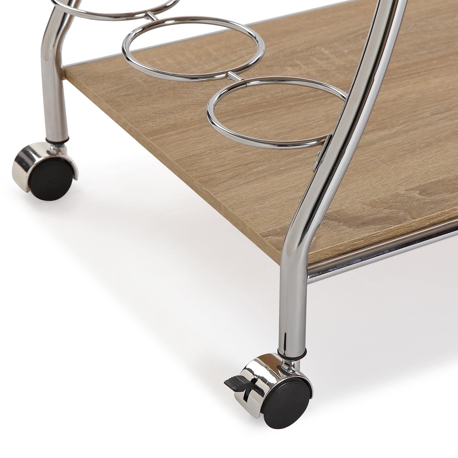Versa Carro de Servicio Acabado Madera de Estilo Versátil, Medidas(Al x L x An) 78,5 x 42 x 68,5 cm, Madera MDF,Metal Cromado, Color Marrón