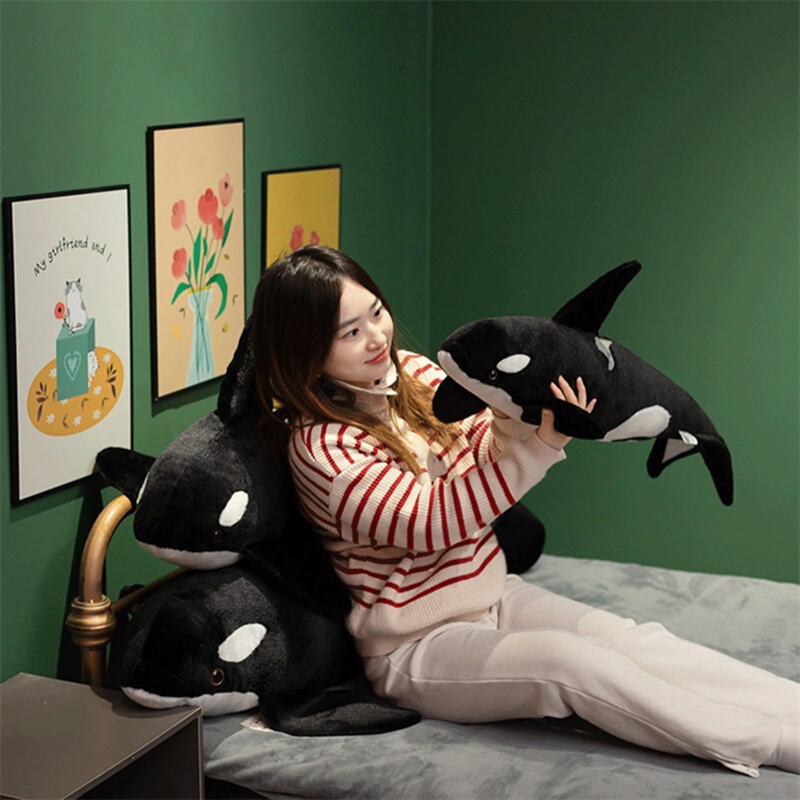 Bambola di peluche Orca, peluche da abbracciare con la balena assassina, peluche realistici con animali dell'oceano morbidi, regali di compleanno for ragazze(130cm/51.2in)