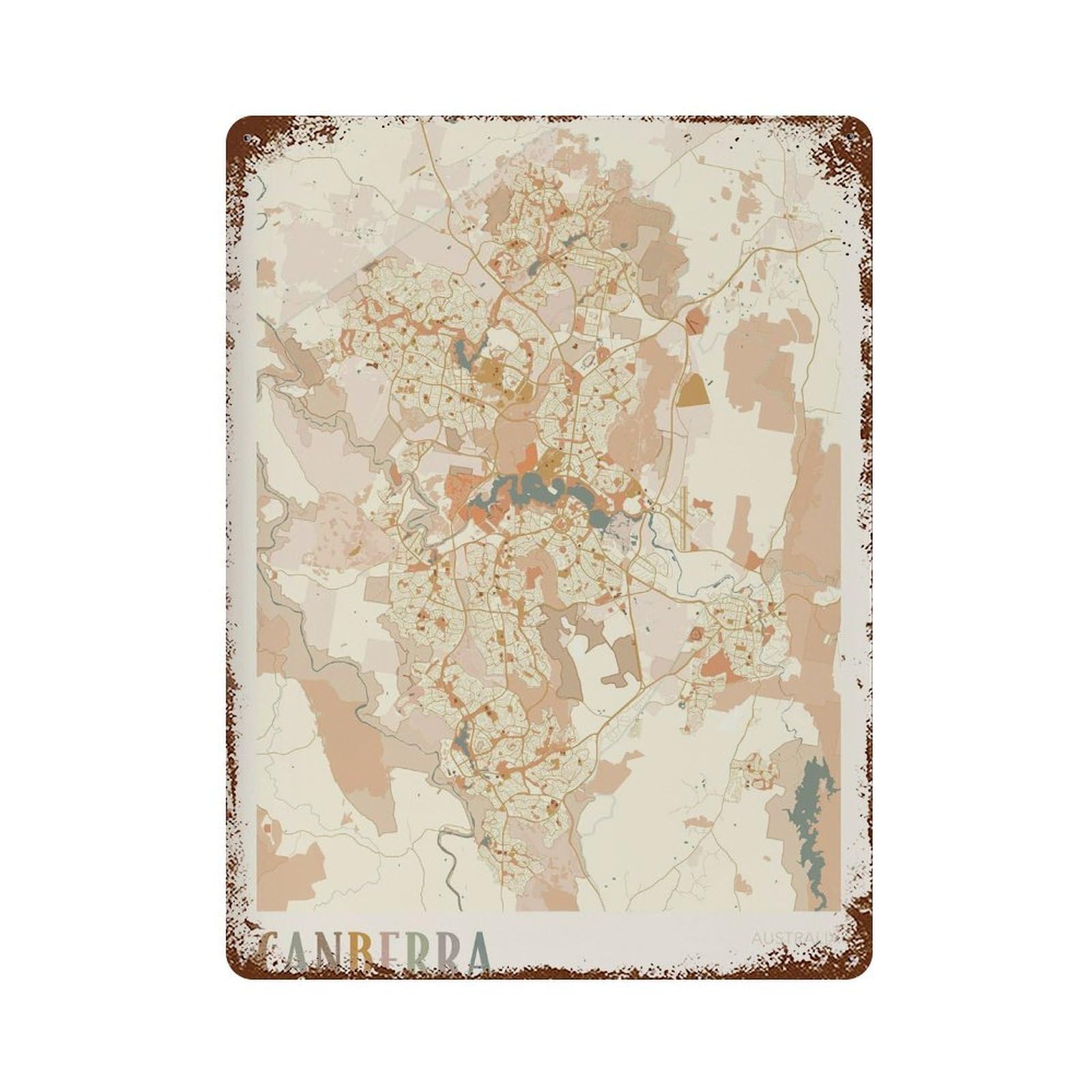 xiaoxiaoshen Canberra Map Australia Boho (2) Wall Decor Art Metal Tin Poster Modern Home Decor Art Home Bar Shop Decorations Vintage Sign 40x30cm