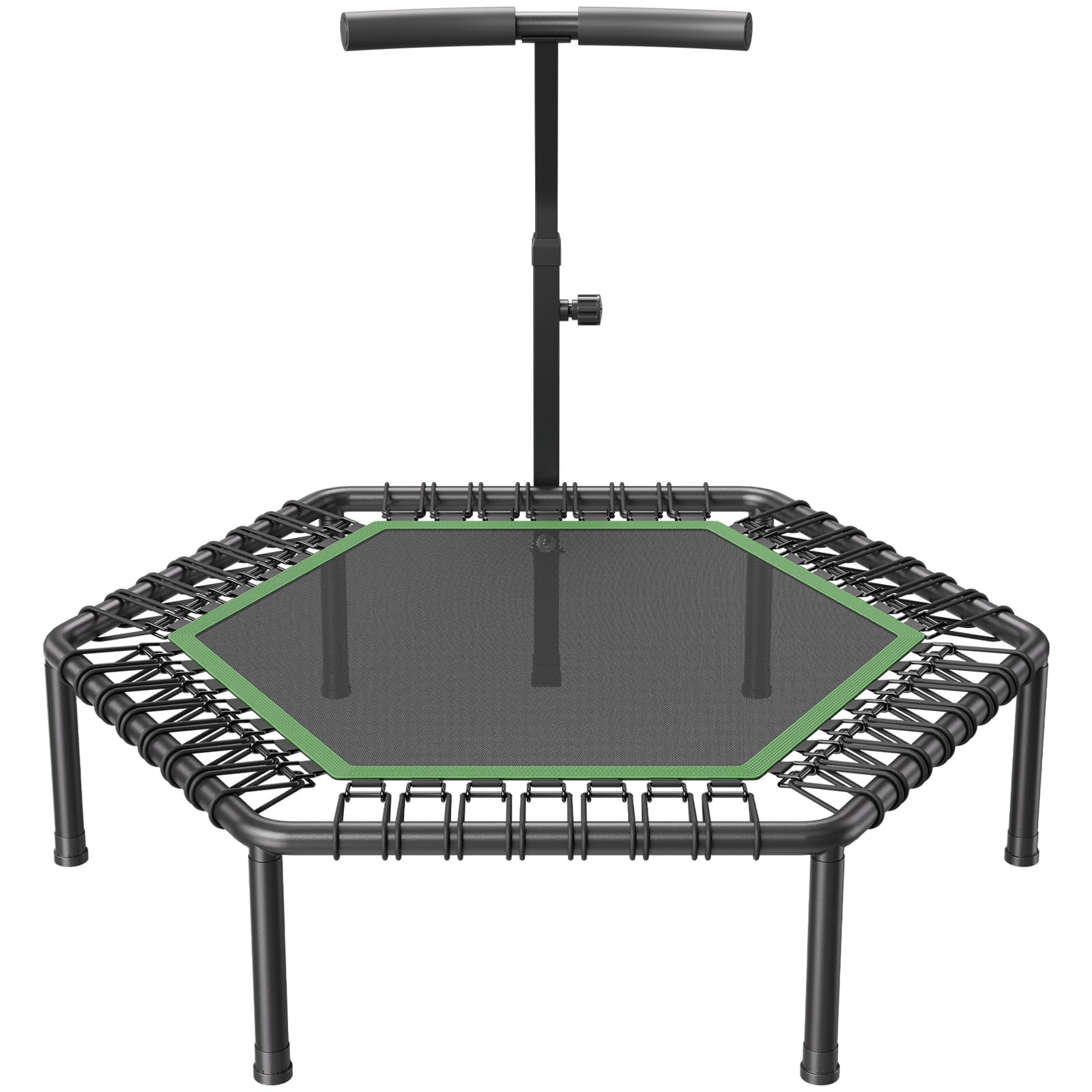 VEVOR Mini Trampolino per Fitness Esercizi da Interno 1385 mm, Trampolino Elastico Carico max 205 kg Altezza Regolabile a 3 Livelli con Maniglia in Schiuma per Esercizi Allenamento Salto per Adulti