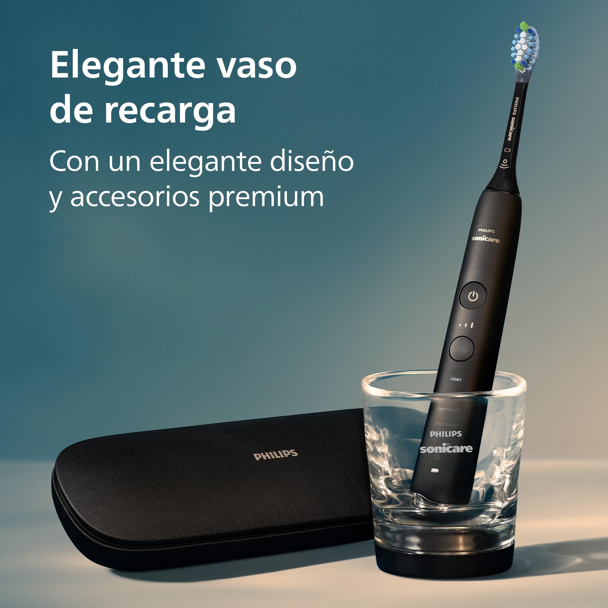 Philips Sonicare DiamondClean 9000 cepillo dental eléctrico, cepillo dental sónico con aplicación, sensor de presión, 4 modos de cepillado, 3 niveles de intensidad, negro, modelo HX9911/09