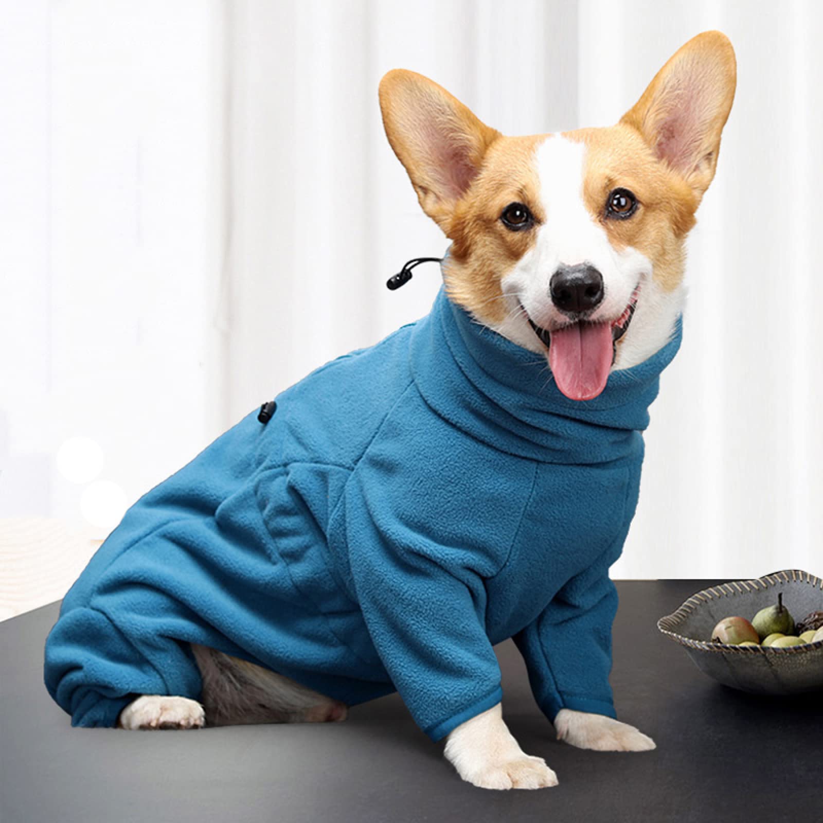 Mały średni duży pies polarowy płaszcz dla psa zimowy pogrubiony ciepły płaszcz dla psa regulowana bluza z kapturem dla zwierząt corgi buldog francuski mops kombinezony, granatowy, XXS