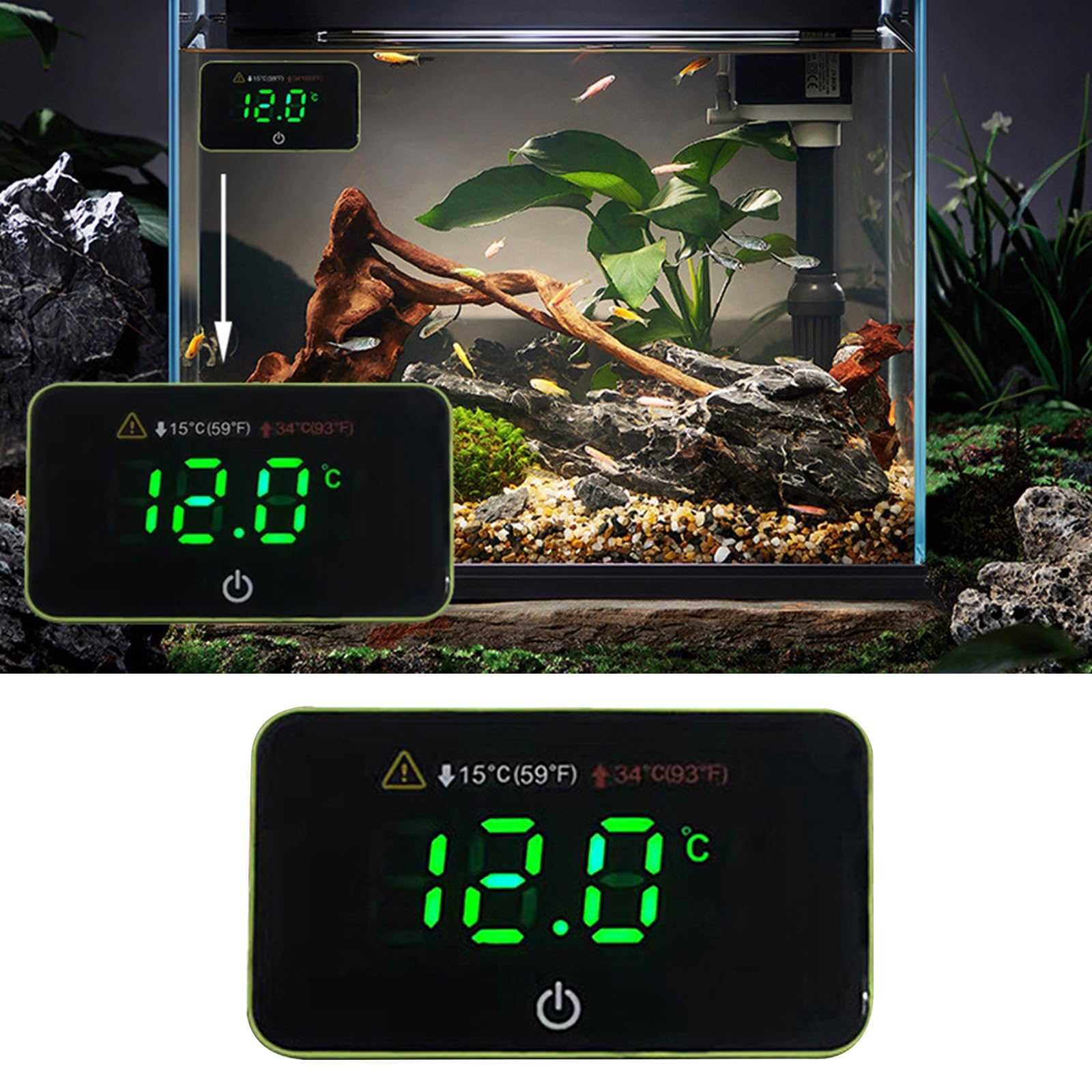 Aquarium Thermometers Clear LED Readout for Freshwater and Saltwater Tanks Versatile Aquarium Temperature Gauge
