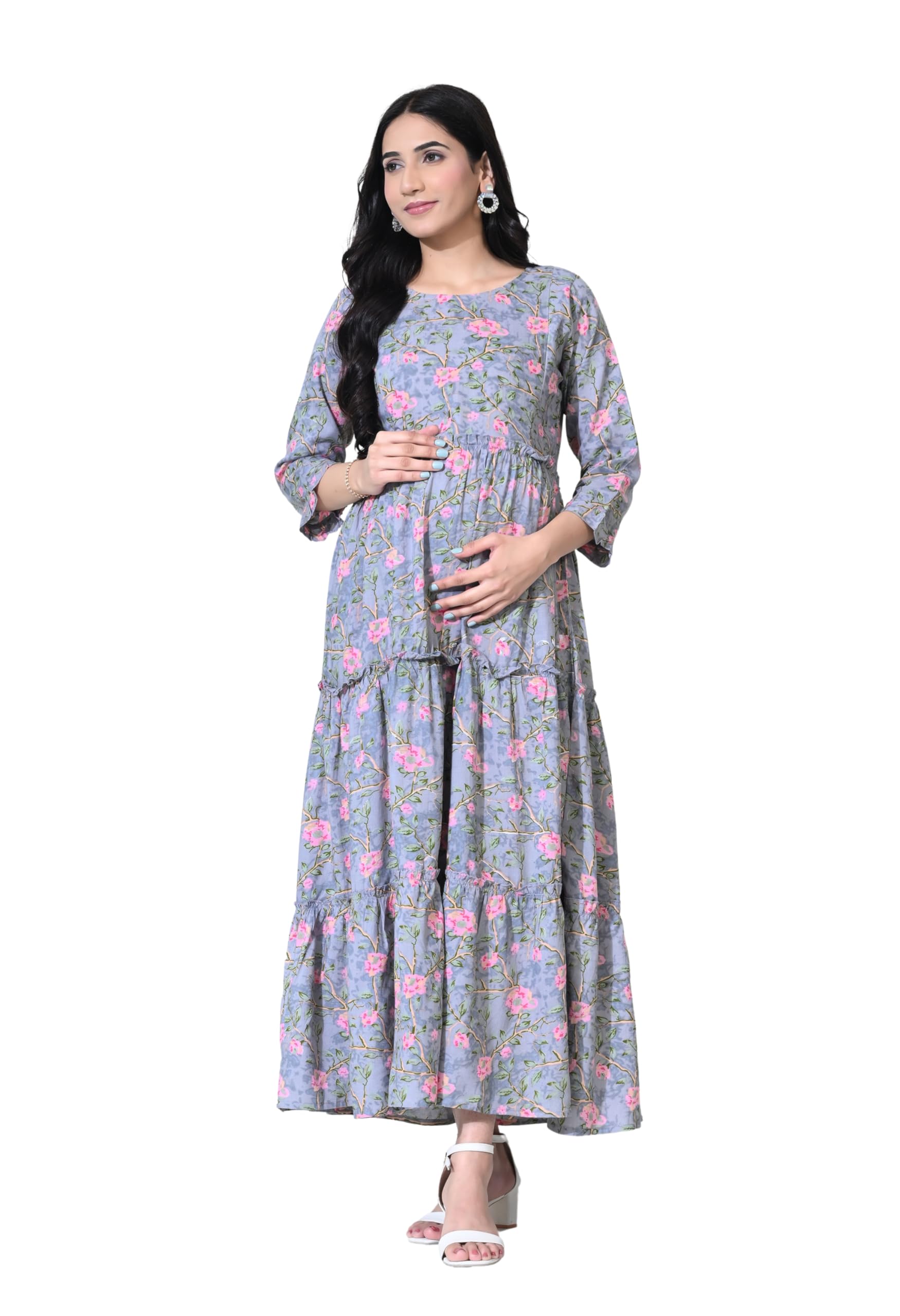 Women Long Maternity Kurta | Feeding Kurti | Comfort Maxi Dress-image-14