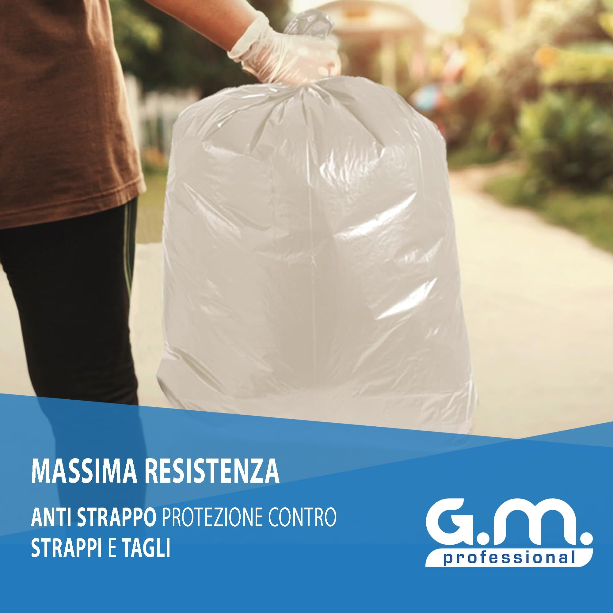 GM 110 Sacchi Ambra Trasparenti Extra Resistenti Mis. 90x120, 150 LT, Gr.170 a sacco, Confezione da 20 Kg, Realizzati al 100% Materiale Riciclato (PE),X Ristrutturazioni Giardinaggio Rifiuti Vari