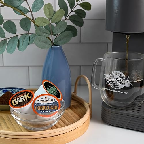 Miniatura 380 de Fresh Roasted Coffee, Peaberry de Tanzania, tostado ligero, Kosher, compatible con K-Cup, 24 cápsulas