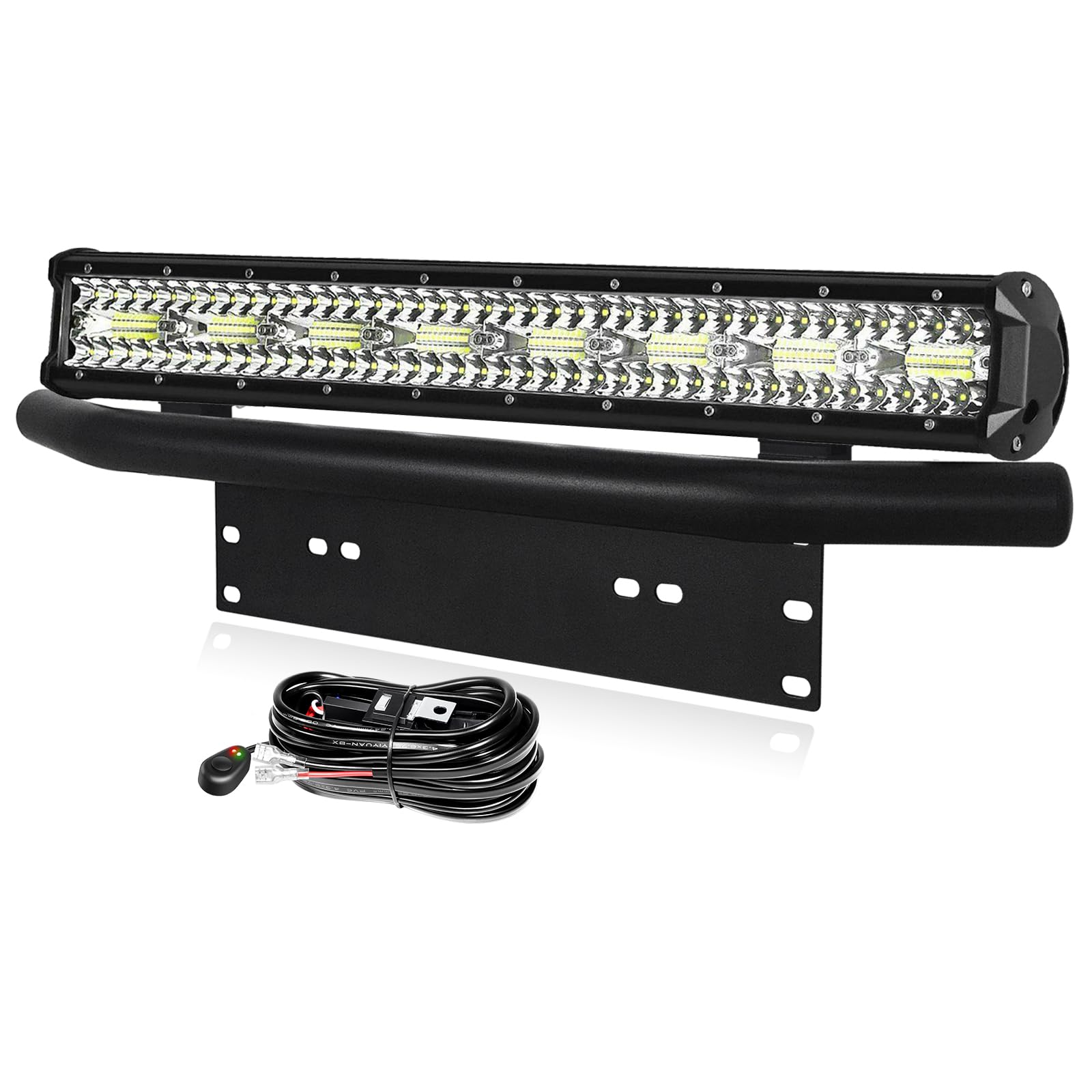 PICAA 23 Pulgadas 480W Barra Led 4x4 con soporte 12V Kit Cableado, Fila Triple Combinación Barra de Luz de Trabajo Led, 6000K Impermeable Barra luminosa Led Faro Led para Offroad ATV SUV Camión UTE