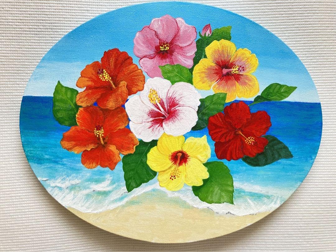 Amazon.co.jp: 花の絵 風景画 アクリル画 原画「エメラルド