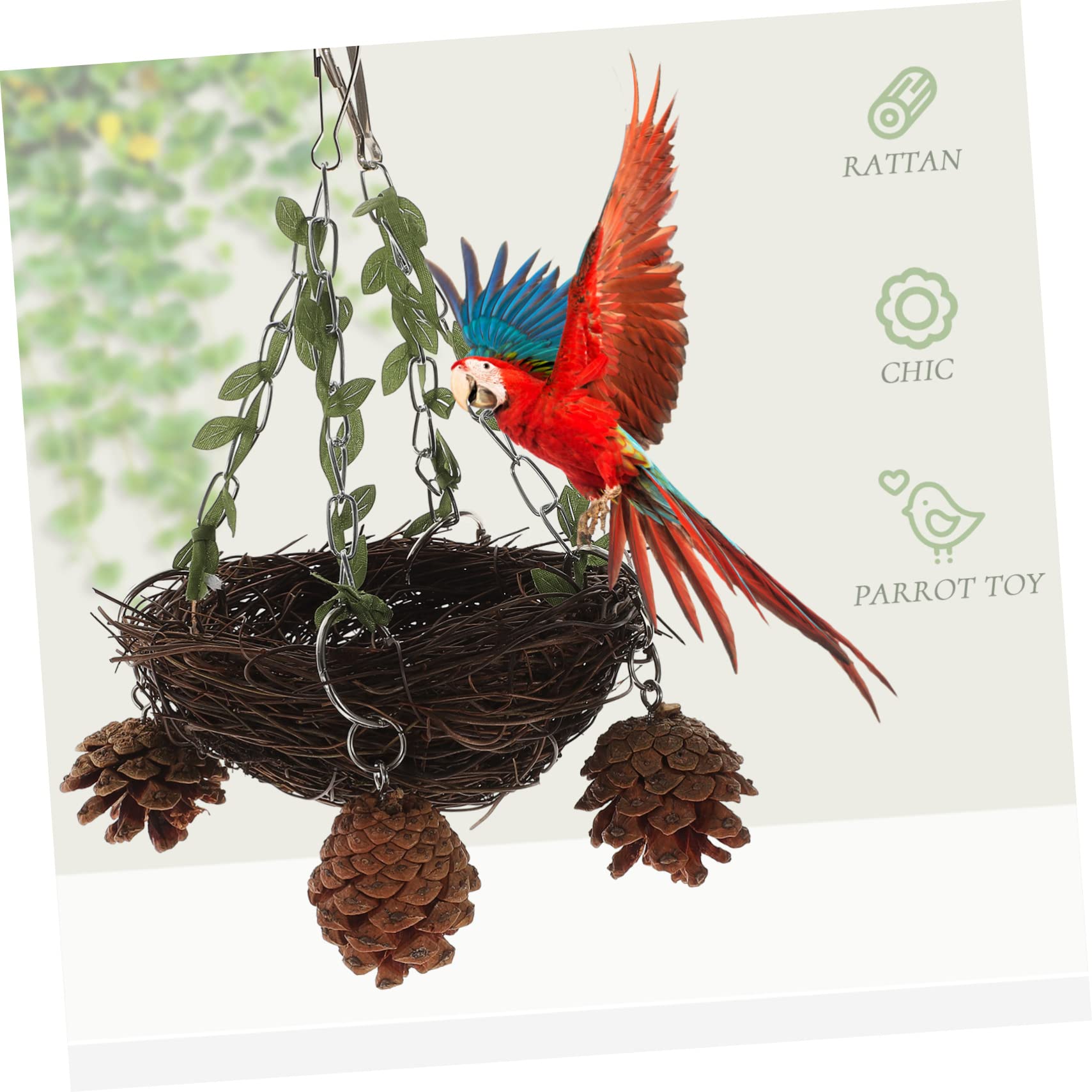 BESPORTBLE 4pièces Nid Suspendu Rattan Naturel pour Oiseaux Nichoir pour Perruches Et Perroquets Petite Moyenne Et Installation Facile Stimule La Curiosité Oiseaux