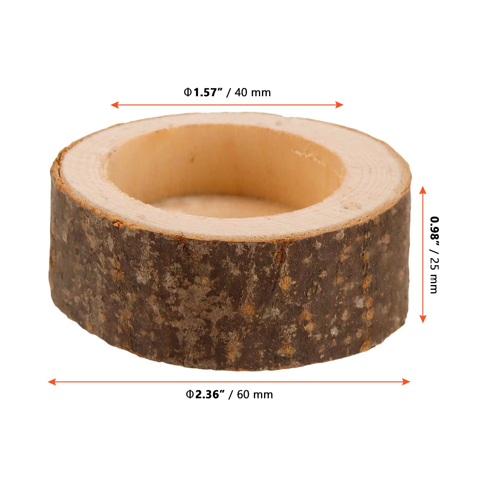 SINJEUN 40 sztuk drewnianych świeczników na podgrzewacze, 6 x 2,5 cm, z drewna, na wesela, święta, imprezy, dekoracje