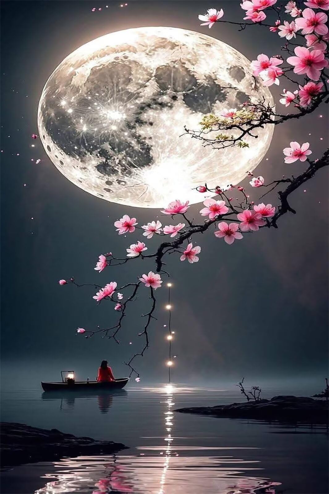 Puzzle 2000 Pezzi Lago Fiori Luna Puzzle Classici, Giochi Rilassamento e Intelligence, Puzzles Impossible, Idea Regalo Uomo e Donna