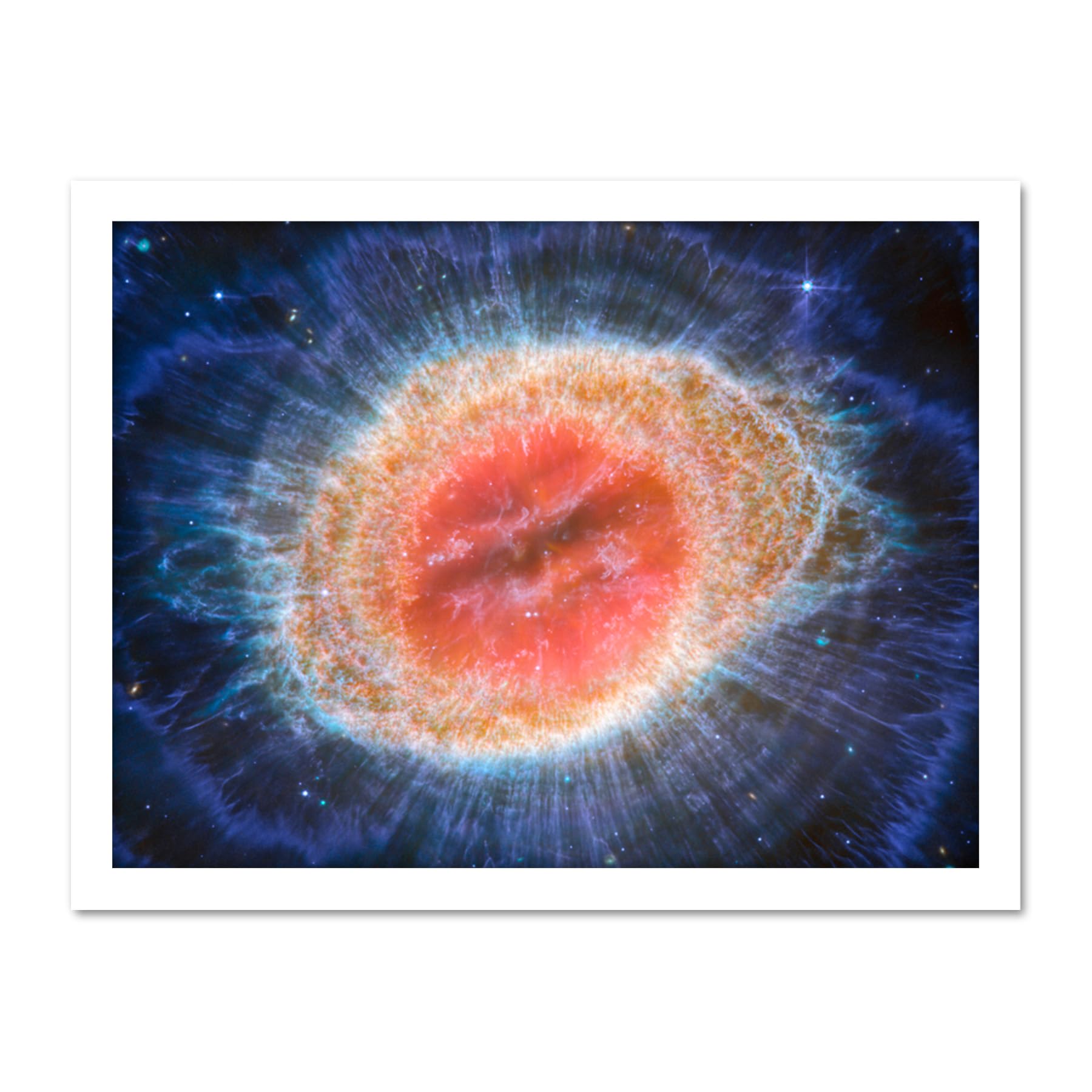 Artery8 NASA James Webb Telescope MIRI Image of the Ring Nebula Planetary Messier 57 Intricate Details of a Dying Star Formation Celestial Doughnut in Space Artwork Framed Wall Art Print 18X24 Inch