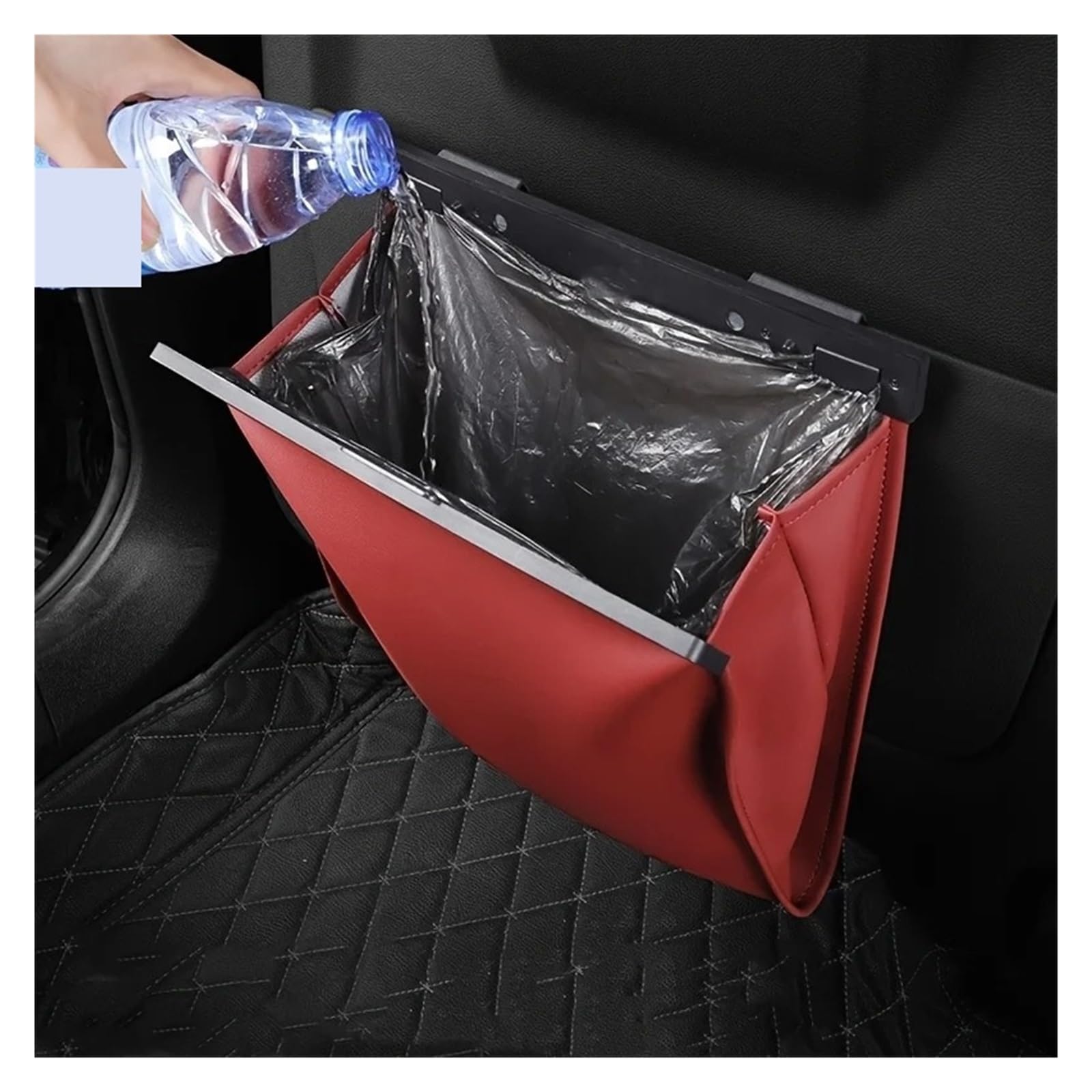Auto Mülleimer 1Pc Müll Tasche Leder Auslaufsicher Magnetische Adsorption Lagerung Platzsparende Sitz Hängen Mülleimer Mini Autos Mülleimers(Brown)