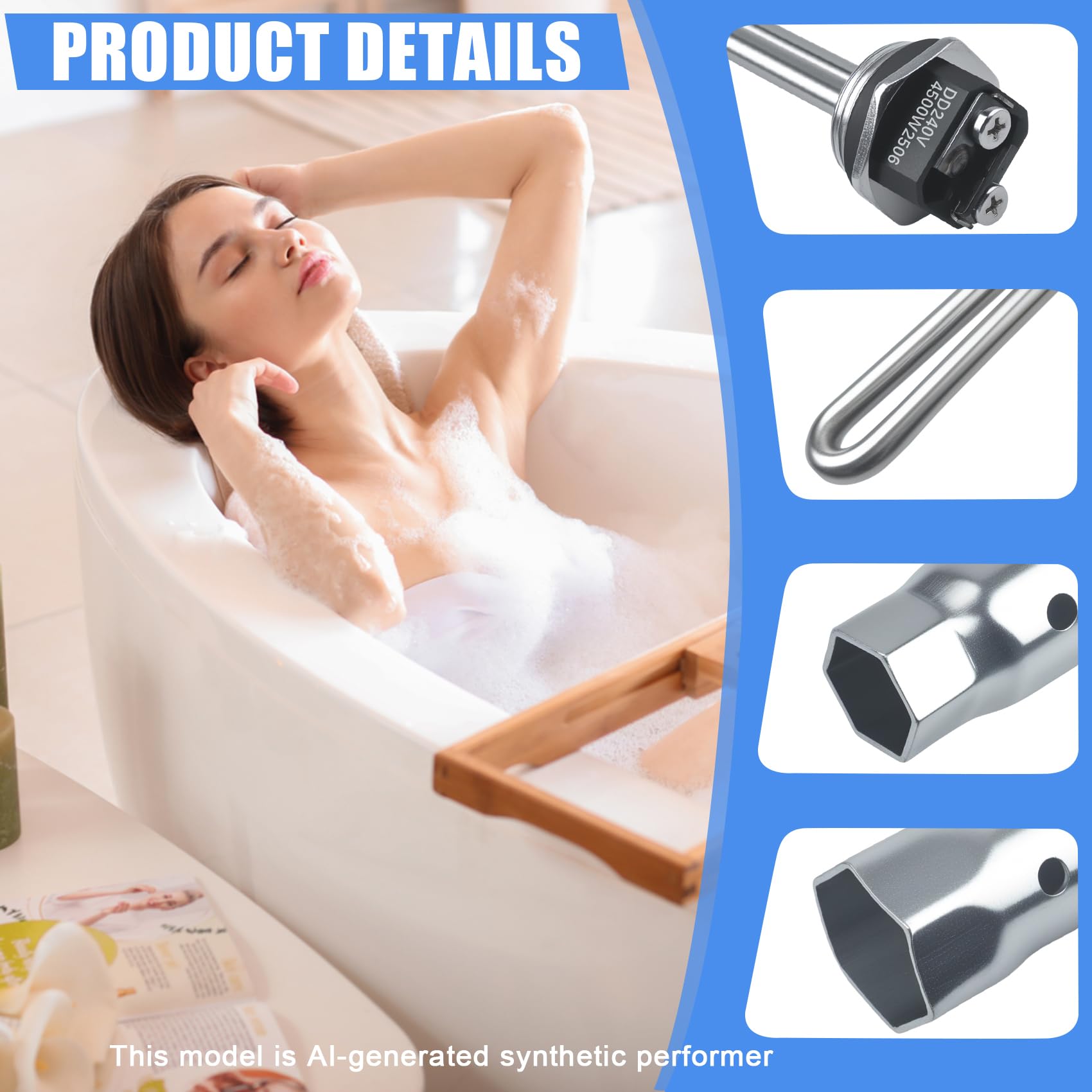 100108283 - Elemento calentador de agua con llave inglesa, para calentadores de agua eléctricos modelo AO Smith, compatible con GE, Kenmore, Whirlpool (100108283 con enchufe, juego de 2)