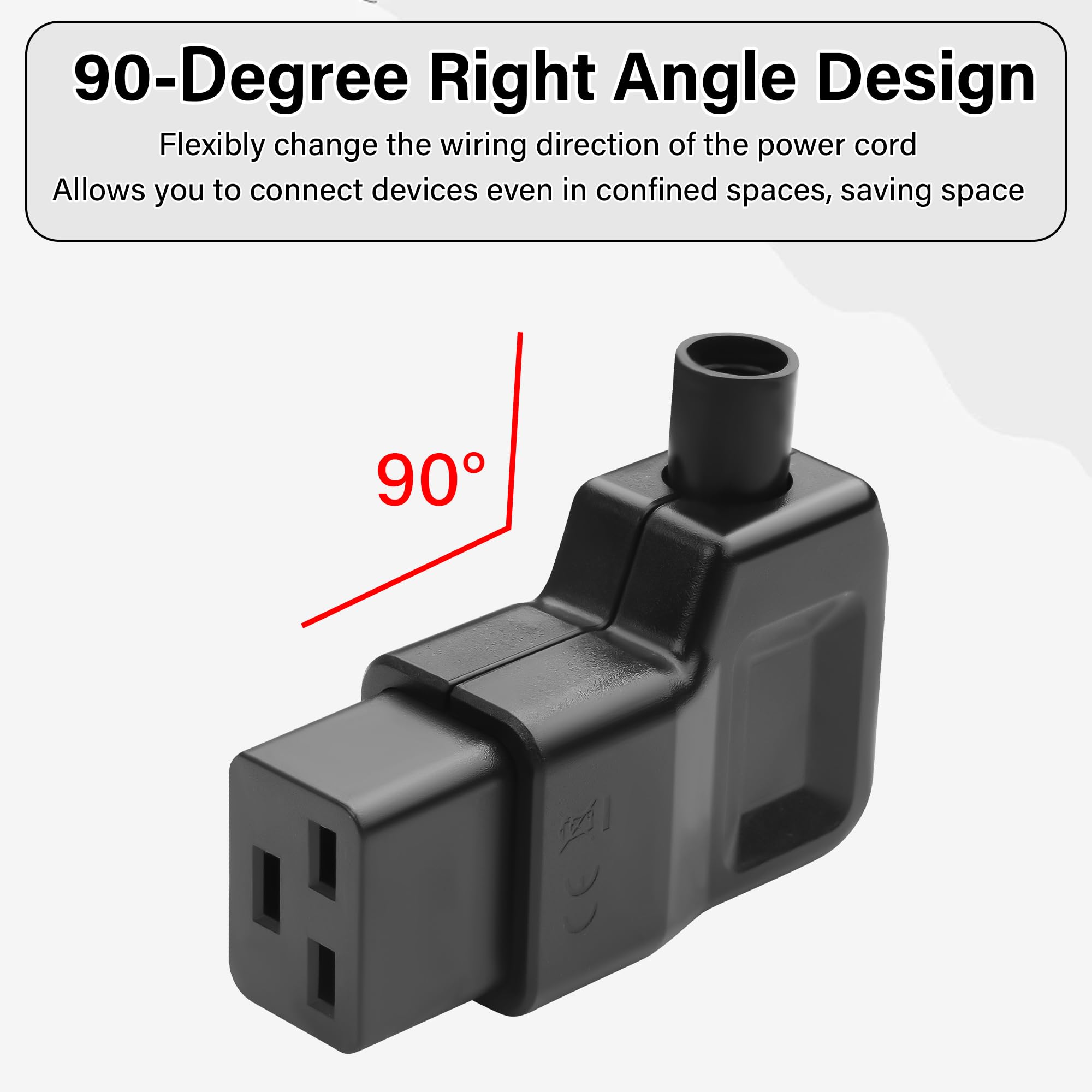 Adattatore CA ad angolo retto IEC320 C19,16 A/250 V C19 staccabile connettore fai da te C19,90 gradi C19 PDU per strisce di alimentazione UPS (C19)