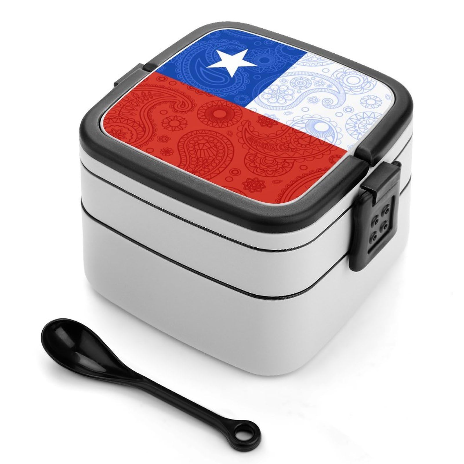 CGSBNGHA Chilean Paisley Flag Bento Lunch Box 2 Layer Lunchbox Food Container for Adults Office