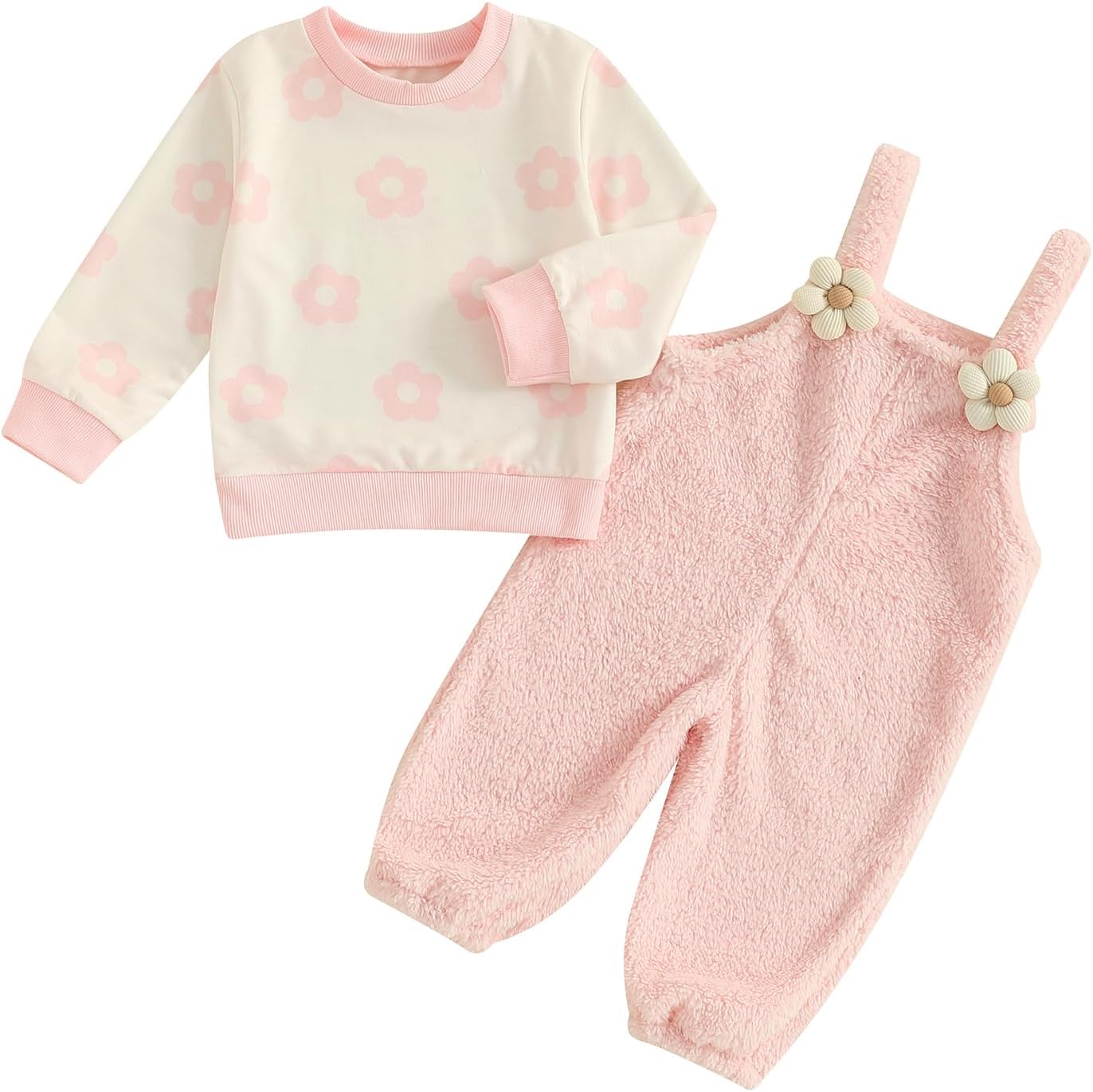 Twopumpkin Winter Baby Girl Clothes Toddler Crewneck Sweatshirt And Fleece Overalls Pants Warm Fall Winter Sweatsuit Twopumpkin Winter Baby Girl Clothes Toddler Crewneck Sweatshirt And Fleece Overalls Pants Warm Fall Winter Sweatsuit