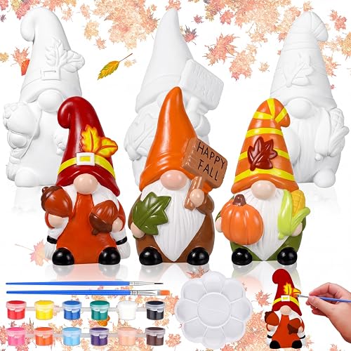 Youyole 3 Pack Fall Ready to Paint Your Own Gnome