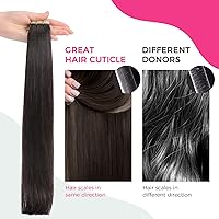 Vista 45 de Lashey Extensiones de Cabello Humano con Cinta Adhesiva Negro Natural 100% Remy Cabello Humano Liso Extensiones de Cabello con Cinta Largas de 24