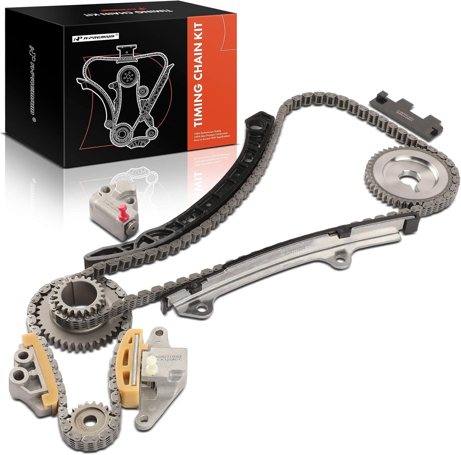 A-Premium 11-PC Engine Timing Chain Kit Compatible with Nissan Sentra 2007-2012 - DOHC, L4 2.5L Replace# 130856N200, 13085JG30A