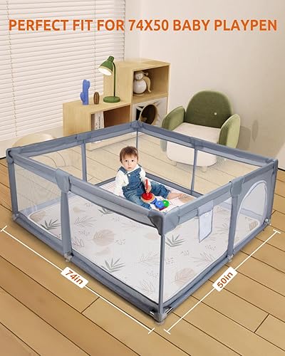 Miniatura 7 de Tapete de juego de espuma gruesa de 74 x 50 pulgadas, 1 pulgada más gruesa y grande, tapete de juego para bebés y niños pequeños que gatean por el