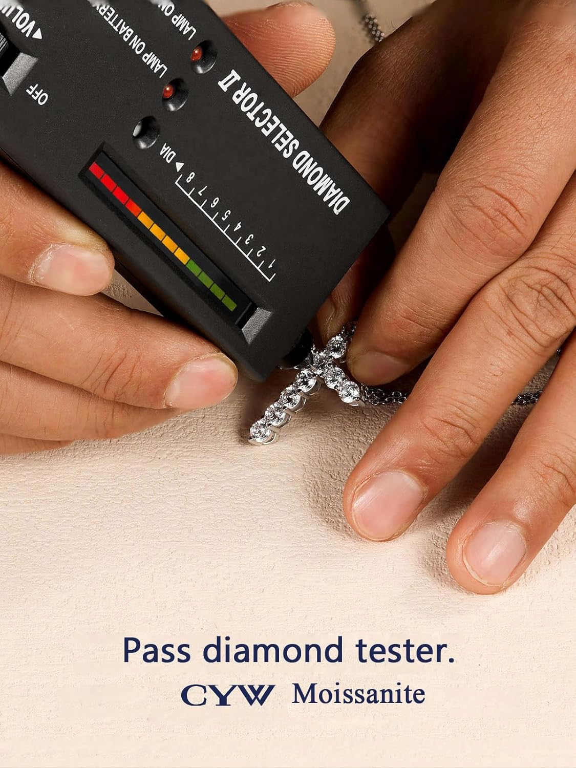 CYW 1.10/3.30 Carat Moissanite Sapphire Ruby Emerald Cross Pendant Necklace for Women Men, Solid 925 Sterling Silver Chain Pendant, Wedding Anniversary Christmas Jewelry - Image 5