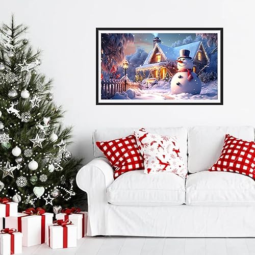 Miniatura 2 de Kits de pintura de diamantes de Navidad para adultos, casa de invierno, bricolaje 5D, kits de arte de diamantes para principiantes, kits de