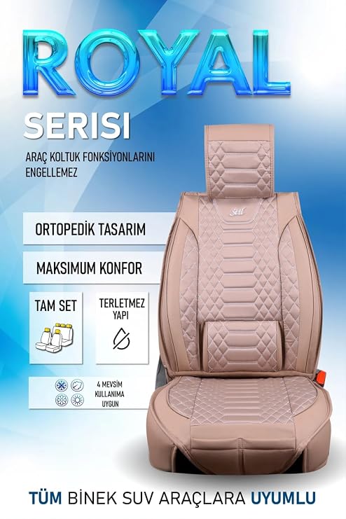 Chevrolet HHR ile Uyumlu Lüx Deri Oto Koltuk Kılıfı Ön Arka Takım Set ROYAL BEJ