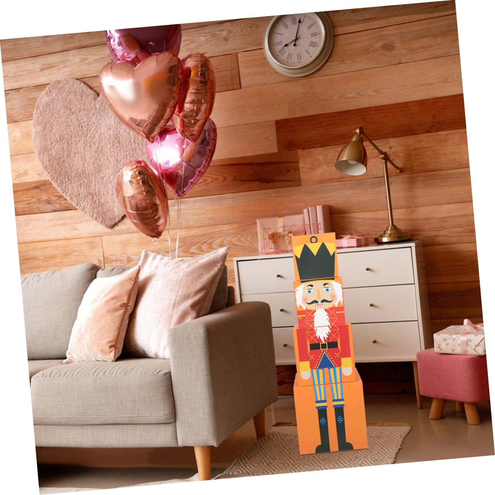 ELAYARD Set di Scatole Natalizie a Tema Fiabesco Design Multifunzionale in Carta Arancione, Comode da Trasportare, per Feste e Decorazioni Festive
