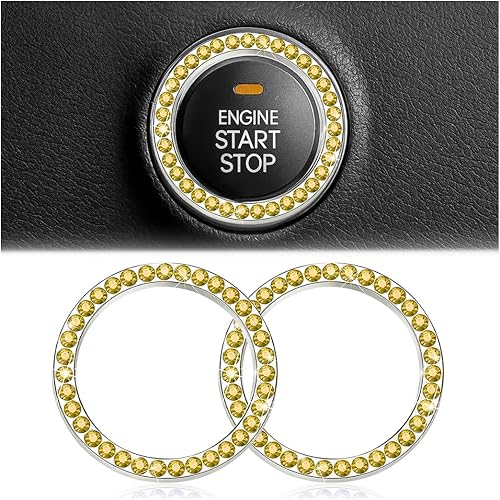 Vista 19 de Calcomanías de anillo de arranque de motor con cristales de imitación brillantes, paquete de 2 cubiertas/adhesivos para botón de arranque