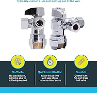 Vista 3 de SharkBite Válvula de parada de ángulo de salida doble de compresión de 1/2 x 3/8 pulgadas, cuarto de vuelta, Empuje para conectar accesorios