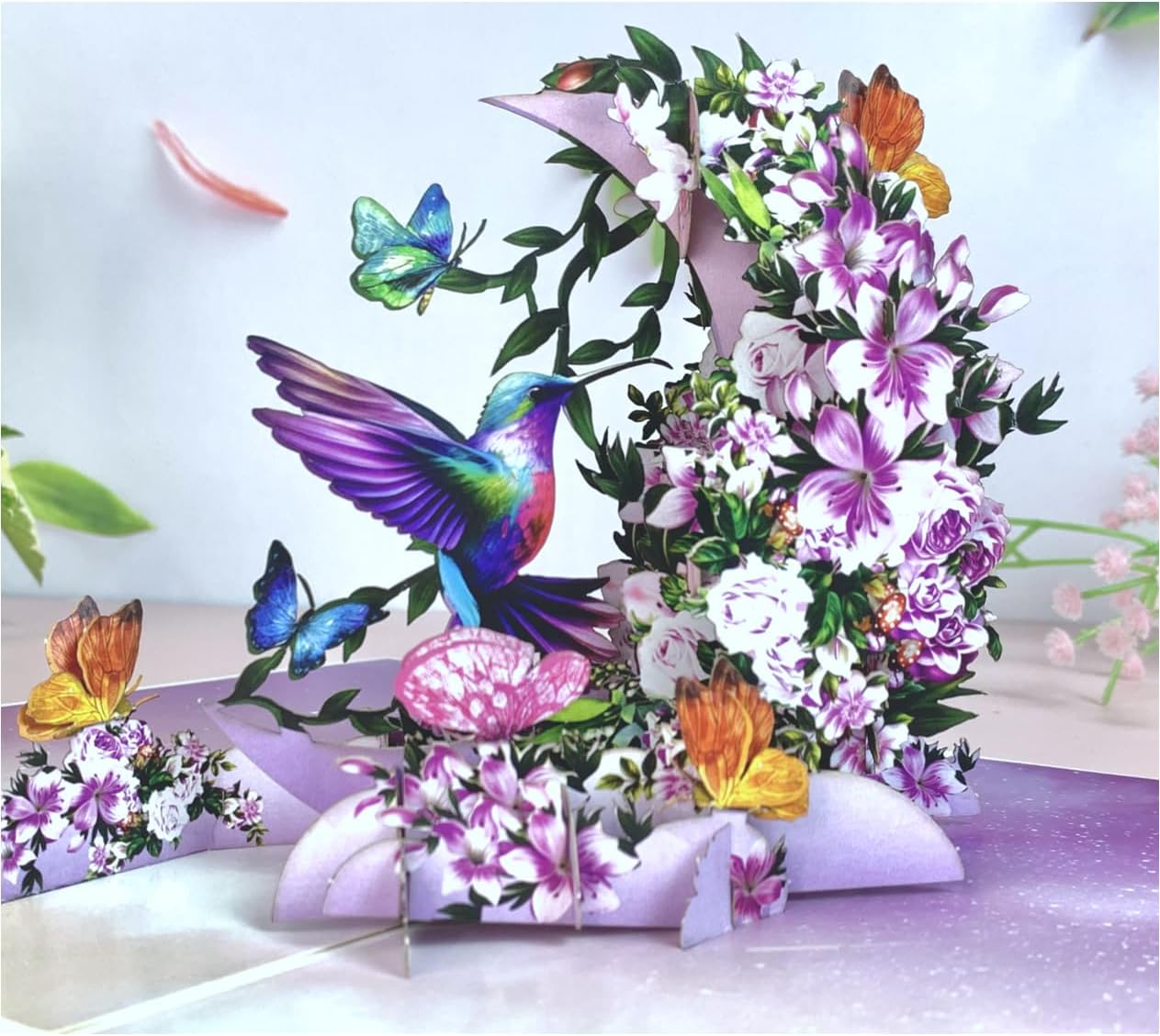 Mothers Day Pop Up Card, Hummingbird Birthday Card, Pop Up Birthday Cards for Women, Wife, Mom, Daughter, Grandma, Mother's Day Card, 3D Pop Up Birthday Card