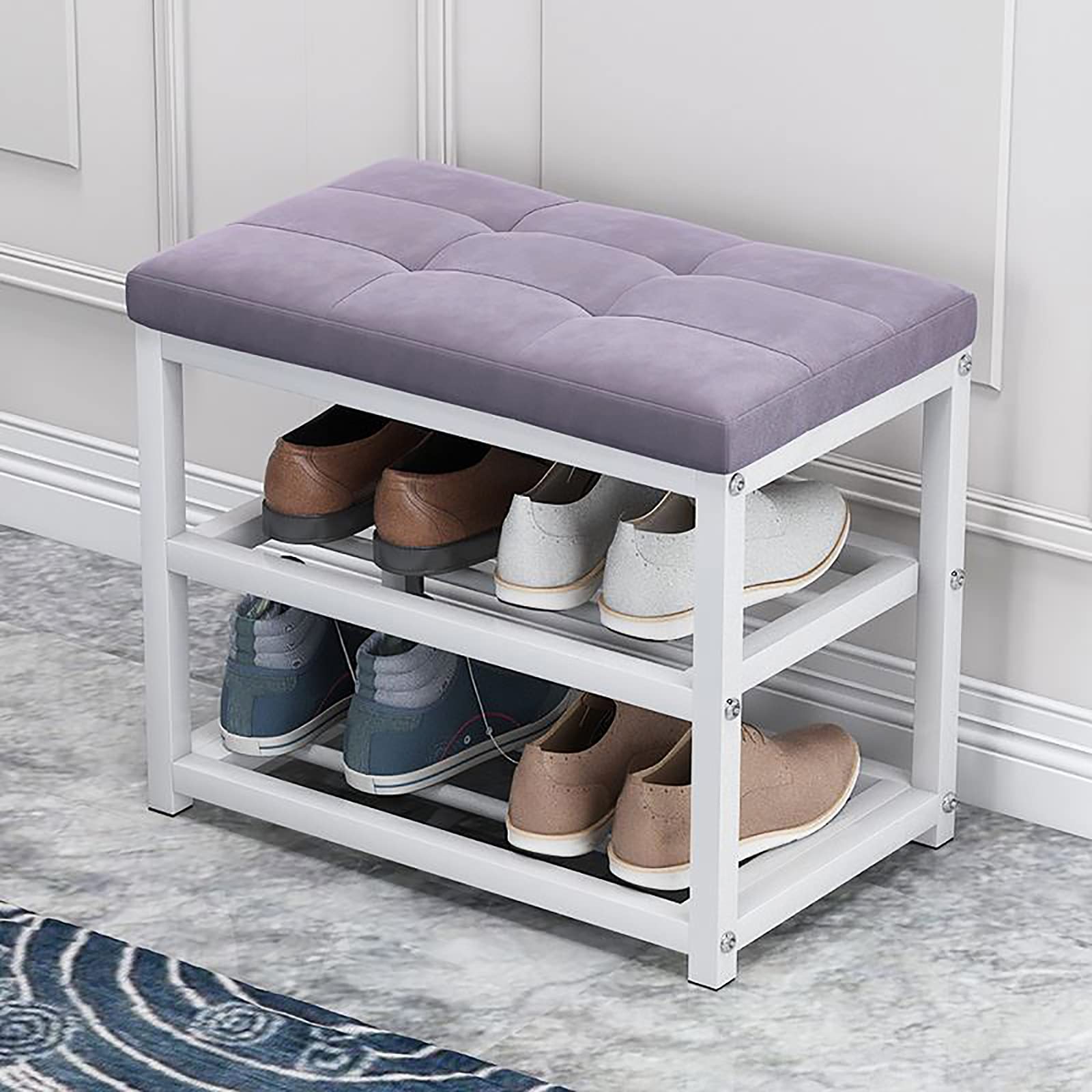 Banc à chaussures en velours pour sublimer votre couloir de son design élégant